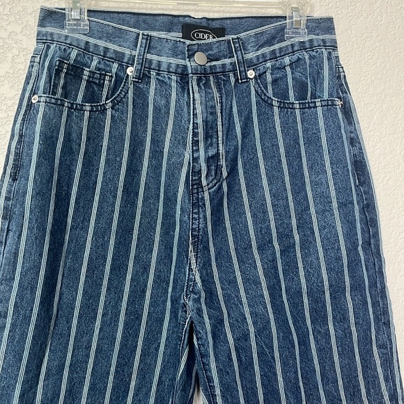 Cider Denim Pants Striped White and Blue size Medium - Picture 6 of 11